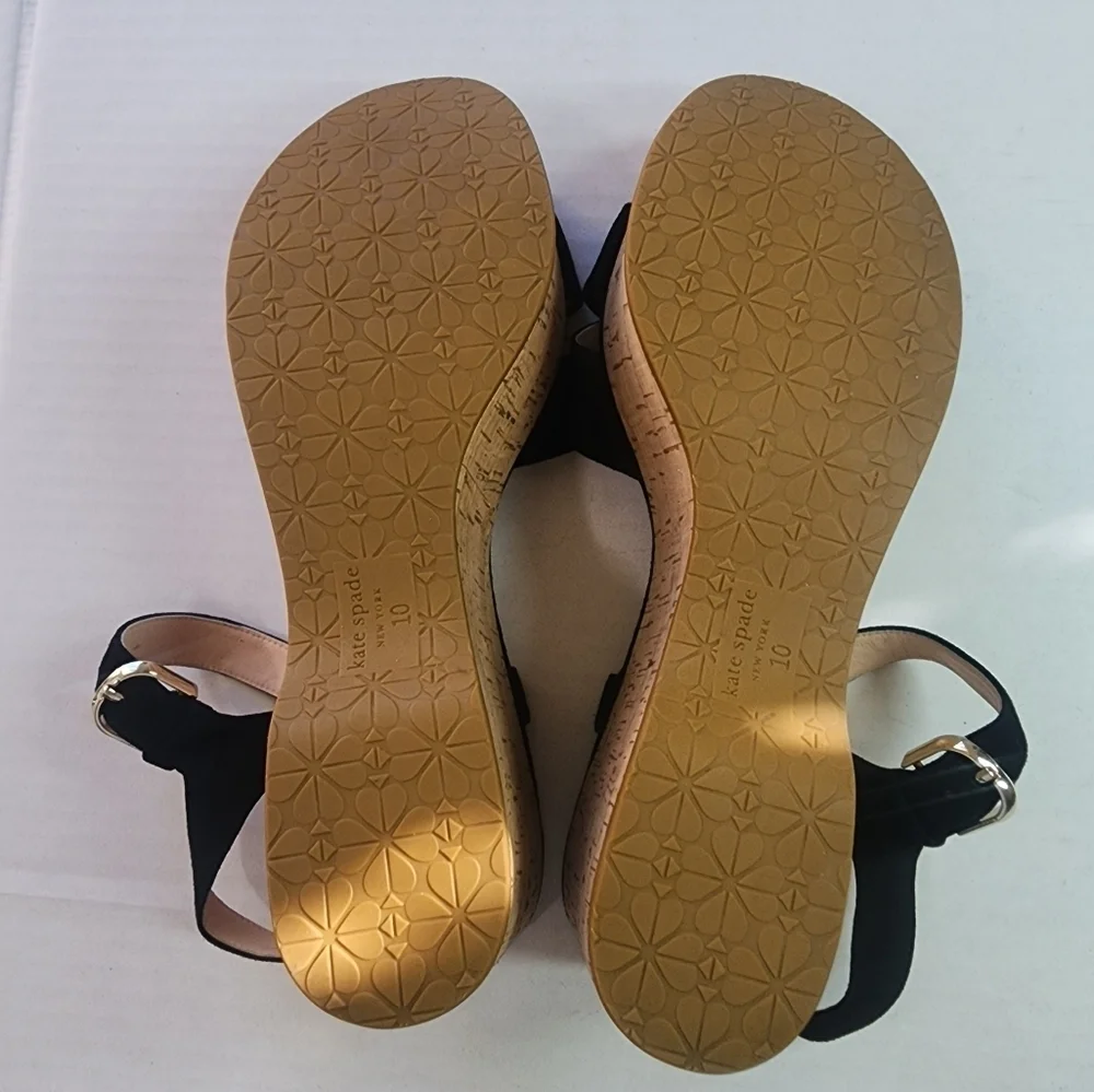 Kate‎ Spade | Jasper Suede Platform Sandals, size 10 Black